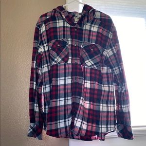 Plaid shirt with hoodie
